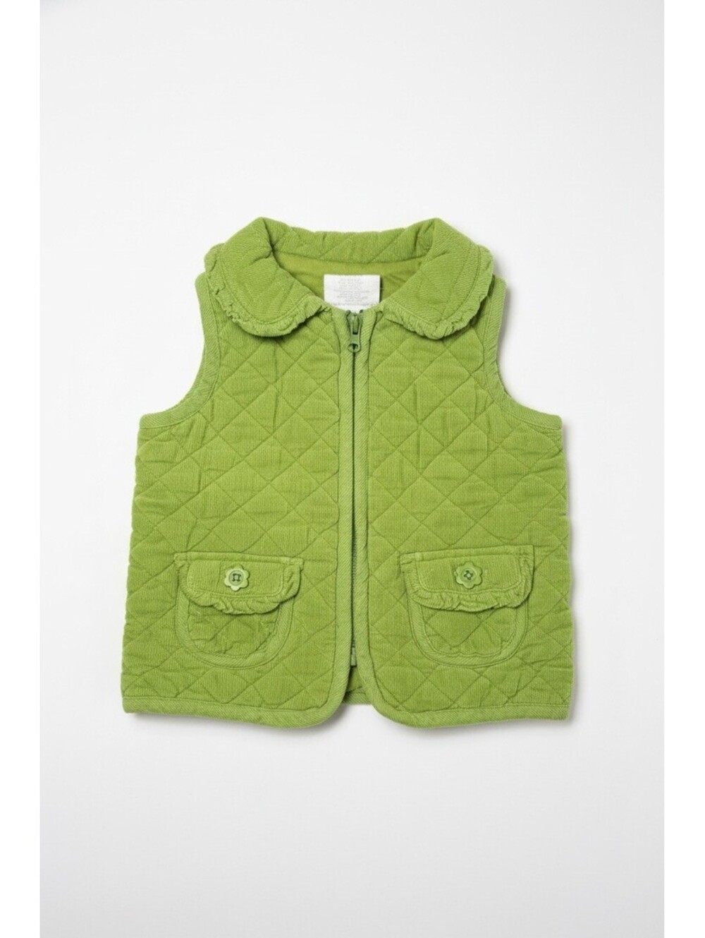 Crazy 8 Green Quilted Zipper Puffer Vest All Cotton Kids Baby 6-12 Months